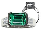 Tommaso Design™ Octagon cut 9x7mm Simulated Emerald And Genuine Diamond Ring