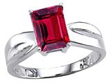 Tommaso Design™ Emerald Cut Created Ruby Solitaire Ring