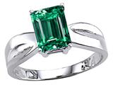 Tommaso Design™ Emerald Cut 8x6mm Simulated Emerald Solitaire Ring