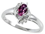 Tommaso Design™ Oval 5x3 mm Genuine Rhodolite and Diamond Ring