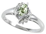 Tommaso Design™ Oval 5x3 mm Genuine Green Amethyst and Diamond Ring