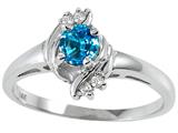 Tommaso Design™ Round 4mm Genuine Blue Topaz and Diamond Ring