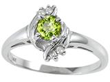 Tommaso Design™ Round 4mm Genuine Peridot and Diamond Ring