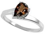 Tommaso Design™ Pear Shape 7x5mm Genuine Smoky Quartz Ring