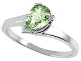 Tommaso Design™ Pear Shaped 7x5mm Genuine Green Amethyst Ring