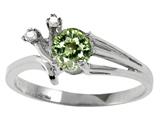Tommaso Design™ Round 5mm Genuine Green Sapphire and Diamond Ring