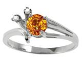 Tommaso Design™ Round 5mm Genuine Citrine and Diamond Ring