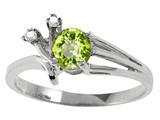 Tommaso Design™ Round 5mm Genuine Peridot and Diamond Ring