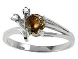 Tommaso Design™ Round 5mm Genuine Smoky Quartz and Diamond Ring