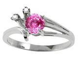 Tommaso Design™ Round 5mm Simulated Pink Topaz And Genuine Diamond Ring