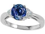 Tommaso Design™ Created 7mm Sapphire and Diamond Engagement Ring