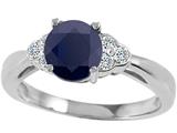 Tommaso Design™ Genuine Black Sapphire and Diamond Engagement Ring