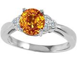 Tommaso Design™ Round 7 mm Genuine Citrine and Diamond Engagement Ring