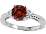 Tommaso Design™ Genuine Garnet and Diamond Engagement Ring