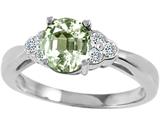 Tommaso Design™ Round 7 mm Genuine Green Amethyst and Diamond Engagement Ring