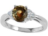 Tommaso Design™ Round 7 mm Genuine Smoky Quartz and Diamond Engagement Ring
