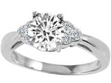 Tommaso Design™ Genuine White Topaz and Diamond Engagement Ring