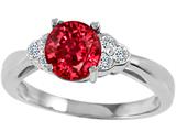 Tommaso Design™ Round 7mm Created Ruby and Genuine Diamond Engagement Ring