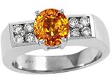 Tommaso Design™ 7mm Round Genuine Citrine and Diamond Ring