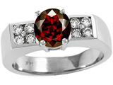 Tommaso Design™ Round Genuine Garnet and Diamond Ring