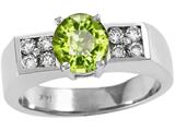 Tommaso Design™ 7mm Round Genuine Peridot and Diamond Ring
