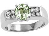 Tommaso Design™ 7mm Round Genuine Green Amethyst and Diamond Ring