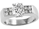 Tommaso Design™ Genuine Round White Topaz and Diamond Ring