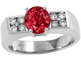 Tommaso Design™ 7mm Round Created Ruby and Genuine Diamond Ring