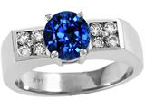 Tommaso Design™ 7mm Round Created Sapphire and Genuine Diamond Ring