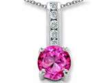 Original Star K™ Round 7mm Created Pink Sapphire Pendant
