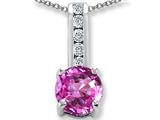 Simulated Pink Topaz And Genuine Cubic Zirconia Pendant