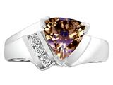 Tommaso Design™ 7mm Trillion Cut Genuine Smoky Quartz and Diamond Ring