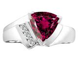 Tommaso Design™ 7mm Trillion Cut Genuine Rhodolite and Diamond Ring
