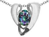 Tommaso Design™ Rainbow Mystic Topaz Heart Shape Pendant Enhancer with large opening for Omega Chain