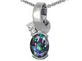 Tommaso Design™ Oval Rainbow Mystic Topaz and Genuine Diamond Pendant