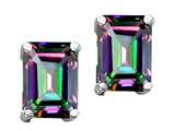 Tommaso Design™ Emerald Cut Rainbow Mystic Topaz Earring Studs