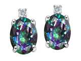 Tommaso Design™ Oval Rainbow Mystic Topaz and Genuine Diamonds Earrings