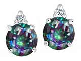 Tommaso Design™ Round 7mm Rainbow Mystic Topaz and Genuine Diamond Earring Studs