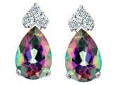 Tommaso Design™ Pear Shape Rainbow Mystic Topaz and Genuine Diamond Earrings