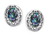 Tommaso Design™ Oval Rainbow Mystic Topaz Earring Studs
