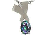 Tommaso Design™ Oval Rainbow Mystic Topaz and Genuine Diamond Pendant