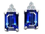 Tommaso Design™ Created Sapphire Emerald Octagon Cut and Diamond Earrings