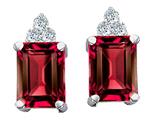 Tommaso Design™ Emerald Cut 8x6mm Created Ruby and Diamond Earrings
