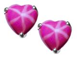 Tommaso Design™ Heart Shape Created Star Ruby Earring Studs