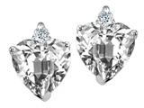 Tommaso Design™ Heart Shape Genuine White Topaz and Diamonds Earring Studs