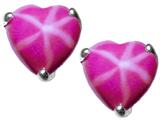 Tommaso Design™ Heart Shape Created Star Ruby Earring Studs