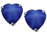 Tommaso Design™ Heart Shape Created Star Sapphire Earring Studs