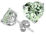 Tommaso Design™ Heart Shape Genuine Green Amethyst Earring Studs
