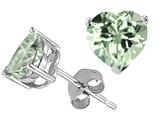 Tommaso Design™ Heart Shape Genuine Green Amethyst Earring Studs