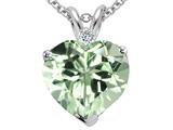 Tommaso Design™ 8mm Genuine Green Amethyst and Diamond Heart Pendant